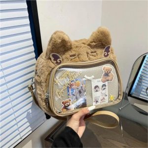 Sweet Cat Plush Mini Backpack | Kawaii Pink Ita Bag Harajuku Women Soft Cute Aesthetic Shoulder Bag