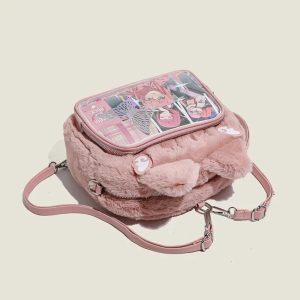Sweet Cat Plush Mini Backpack | Kawaii Pink Ita Bag Harajuku Women Soft Cute Aesthetic Shoulder Bag
