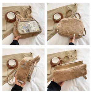 Sweet Cat Plush Mini Backpack | Kawaii Pink Ita Bag Harajuku Women Soft Cute Aesthetic Shoulder Bag