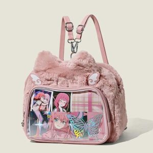 Sweet Cat Plush Mini Backpack | Kawaii Pink Ita Bag Harajuku Women Soft Cute Aesthetic Shoulder Bag