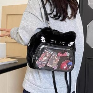 Sweet Cat Plush Mini Backpack | Kawaii Pink Ita Bag Harajuku Women Soft Cute Aesthetic Shoulder Bag