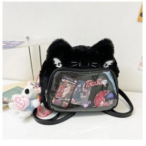 Sweet Cat Plush Mini Backpack | Kawaii Pink Ita Bag Harajuku Women Soft Cute Aesthetic Shoulder Bag