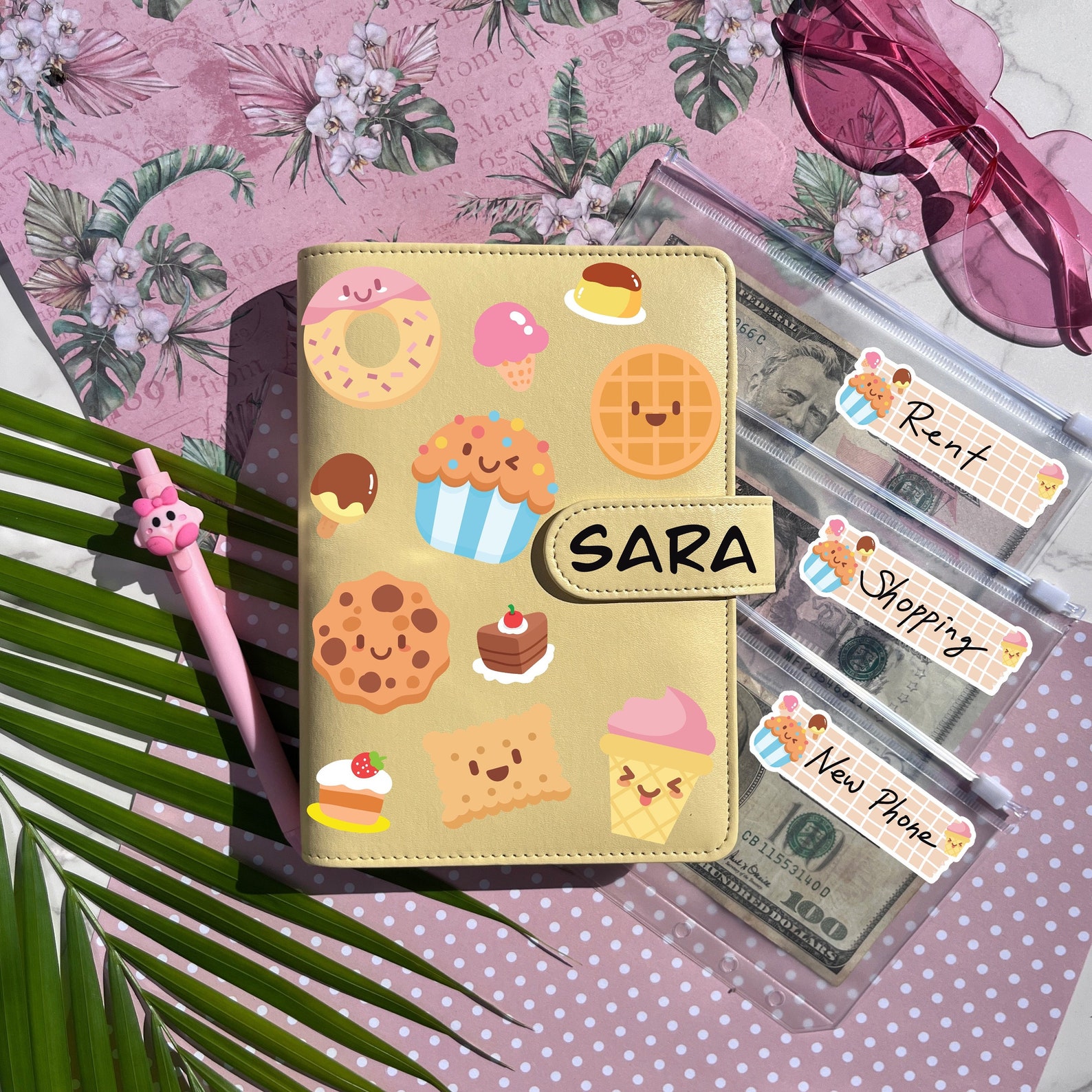 Sweet Dessert BUDGET BINDER, Personalized Images Monthly Budget Planner, Cash Envelopes, A6 Budget Wallet, Budget Book