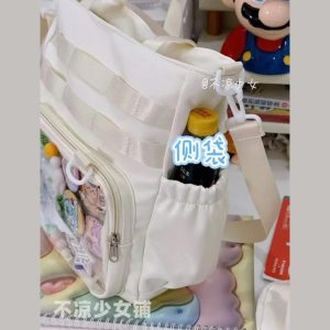 Transparent Ita Bag – Large Capacity Nylon Tote Crossbody Shoulder Handbag for Pins & Charms