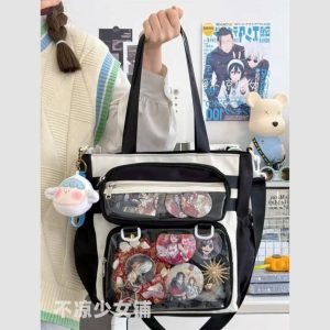 Transparent Ita Bag – Large Capacity Nylon Tote Crossbody Shoulder Handbag for Pins & Charms