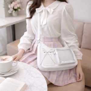 Transparent Ita Shoulder Bag Japanese Style – Spacious Crossbody Purse for Students & Daily Outfits
