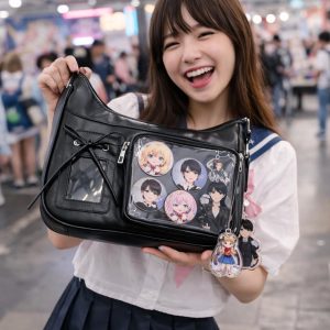 Transparent Ita Shoulder Bag Japanese Style – Spacious Crossbody Purse for Students & Daily Outfits