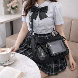 Transparent Ita Shoulder Bag Japanese Style – Spacious Crossbody Purse for Students & Daily Outfits