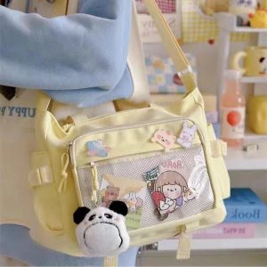 Transparent Pocket Ita Bag – Y2K Japanese Kawaii Nylon Crossbody Shoulder Handbag for Women & Girls