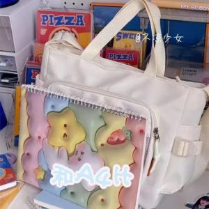 Transparent Pocket Ita Bag – Y2K Japanese Kawaii Nylon Crossbody Shoulder Handbag for Women & Girls