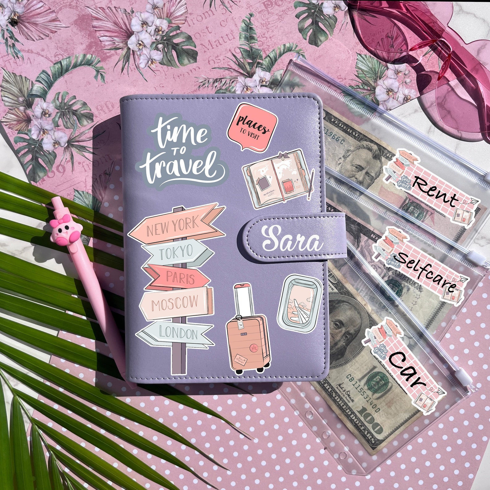 Travel BUDGET BINDER, Personalized Images Monthly Budget Planner, Cash Envelopes, A6 Budget Wallet, Budget Book