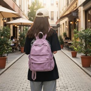 Trendy Minimalist Backpack – Unisex Design, Zippered Canvas Backpack, Perfect For School, Travel, Or As A Unique Personalized Gift,Plain Bag