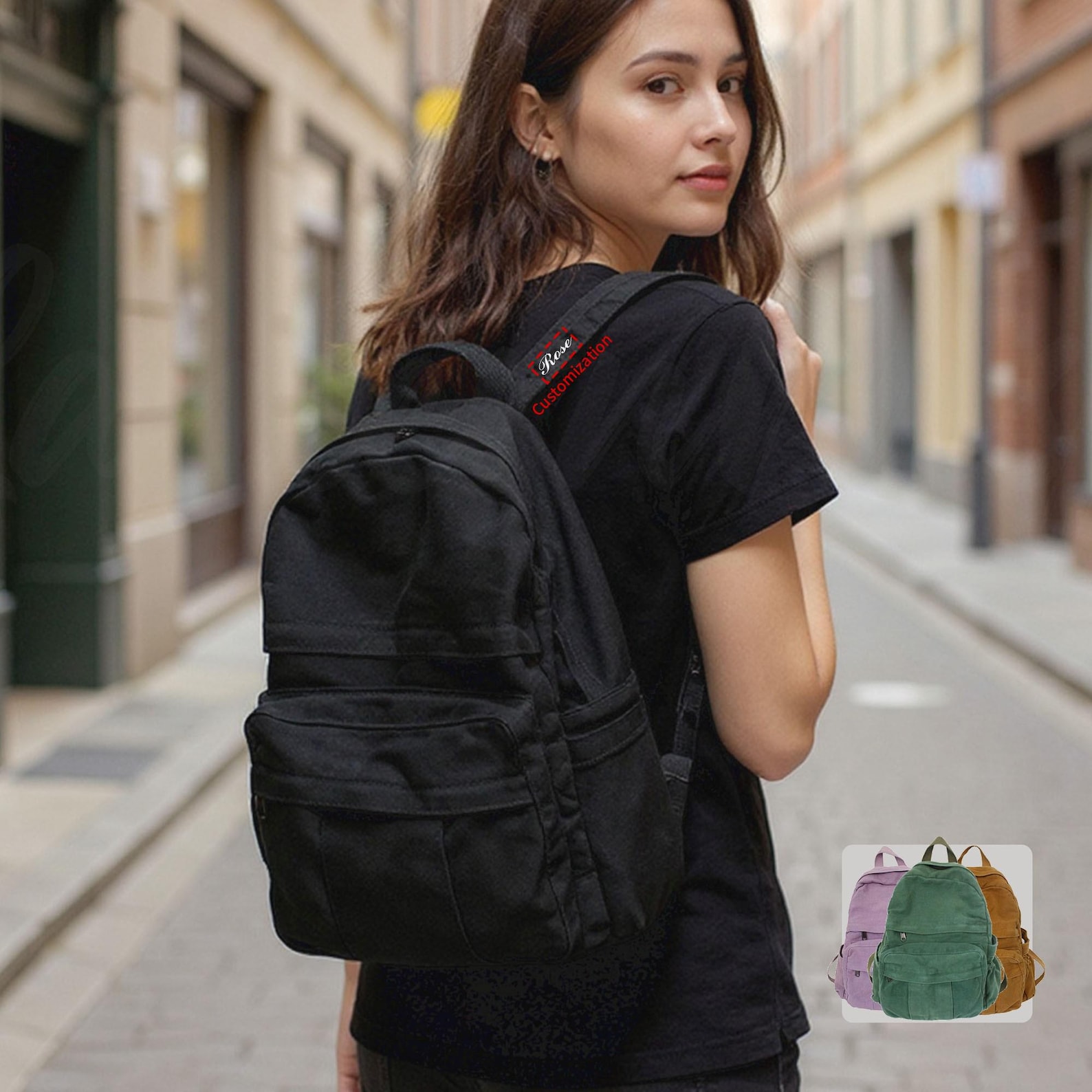 Trendy Minimalist Backpack – Unisex Design, Zippered Canvas Backpack, Perfect For School, Travel, Or As A Unique Personalized Gift,Plain Bag