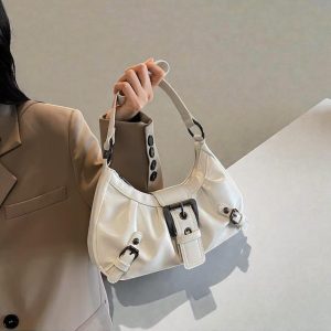 Vintage Shoulder Bag, Retro Buckle Purse, 2000s Aesthetic Handbag, Mini Bag Gift for Women