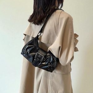 Vintage Shoulder Bag, Retro Buckle Purse, 2000s Aesthetic Handbag, Mini Bag Gift for Women