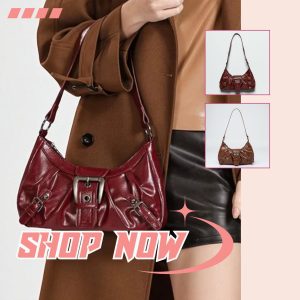 Vintage Shoulder Bag, Retro Buckle Purse, 2000s Aesthetic Handbag, Mini Bag Gift for Women