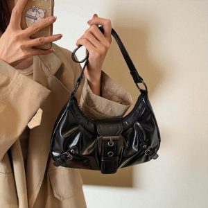 Vintage Shoulder Bag, Retro Buckle Purse, 2000s Aesthetic Handbag, Mini Bag Gift for Women