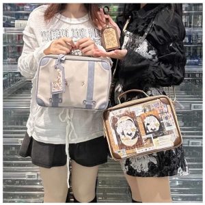 Vintage Solid Ita Bag Women PU Leather Square Crossbody Tote | Y2K Multi-Pocket Shoulder Handbag