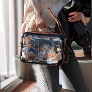 Vintage Solid Ita Bag Women PU Leather Square Crossbody Tote | Y2K Multi-Pocket Shoulder Handbag
