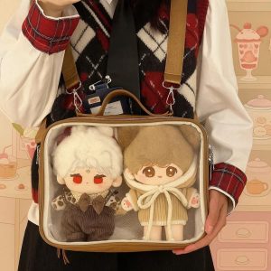 Vintage Solid Ita Bag Women PU Leather Square Crossbody Tote | Y2K Multi-Pocket Shoulder Handbag