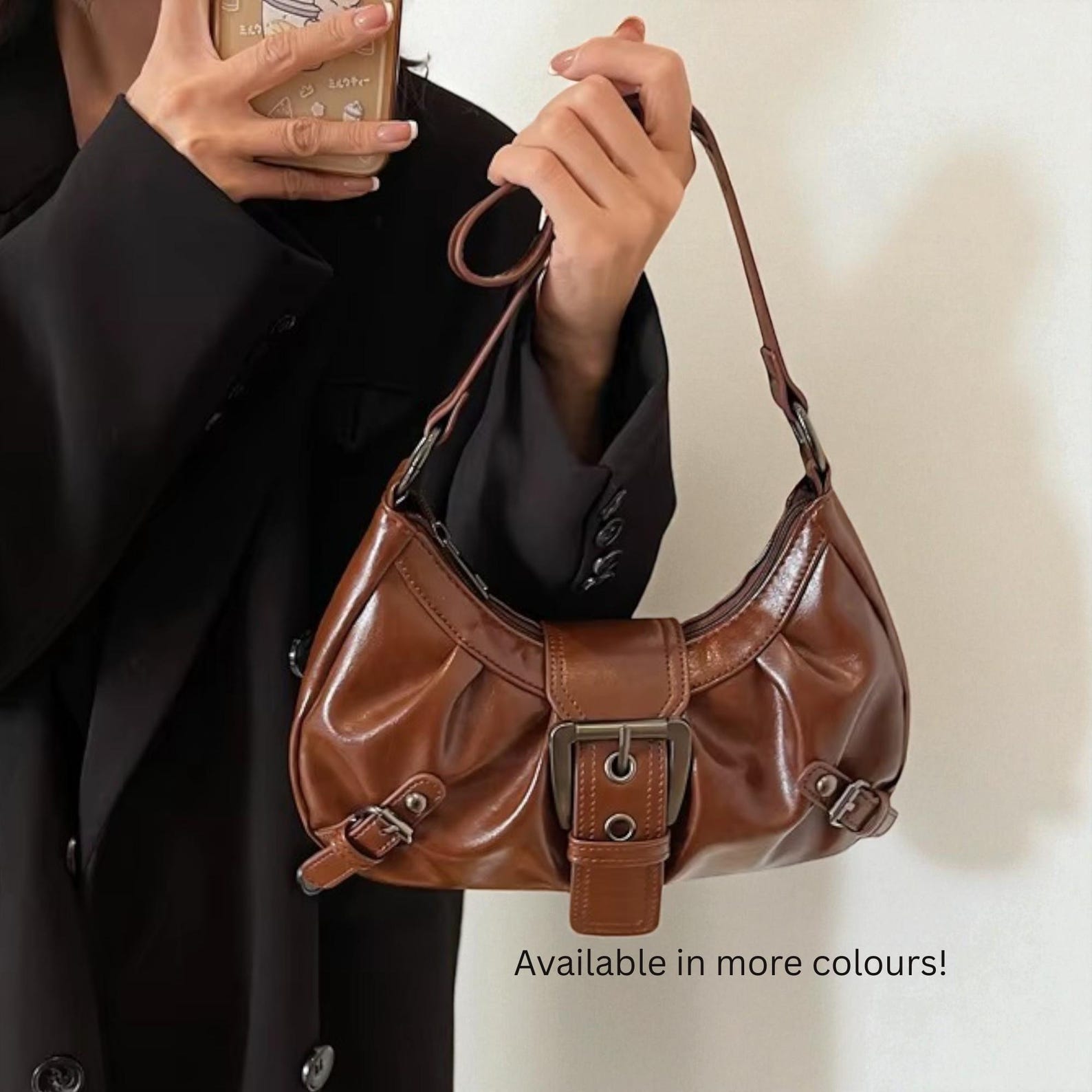 Vintage Y2K Shoulder Bag, Retro Buckle Handbag for Women, 90s Aesthetic Mini Purse, Grunge Streetwear Tote, Fashion Gift for Her