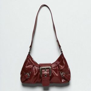 Vintage Y2K Shoulder Bag, Retro Buckle Handbag for Women, 90s Aesthetic Mini Purse, Grunge Streetwear Tote, Fashion Gift for Her