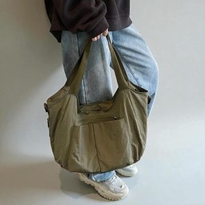 Women’s Nylon Crossbody Tote: Large Casual Single Shoulder Handbag