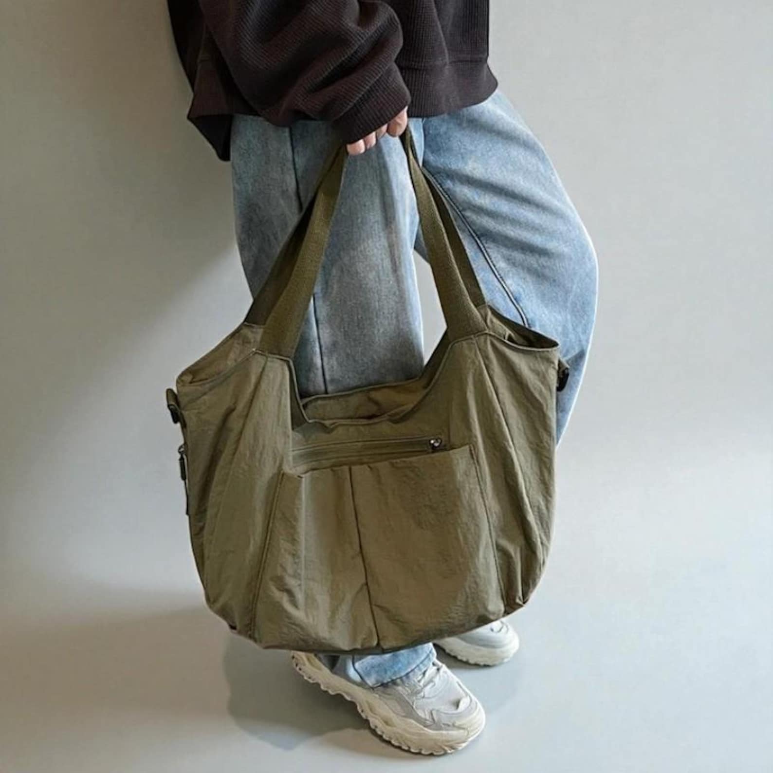 Women’s Nylon Crossbody Tote: Large Casual Single Shoulder Handbag