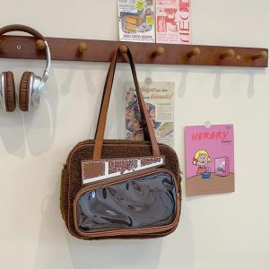 Y2K Anime Ita Tote Bag – Fluffy Polyester Crossbody Bag