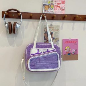 Y2K Anime Ita Tote Bag – Fluffy Polyester Crossbody Bag