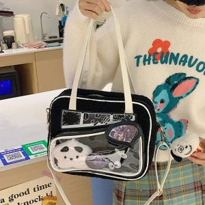 Y2K Anime Ita Tote Bag – Fluffy Polyester Crossbody Bag