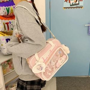 Y2K Anime Ita Tote Bag – Fluffy Polyester Crossbody Bag