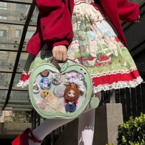 Y2K Apple Ita Backpack – Kawaii Transparent Crossbody Knapsack Handbag for Women