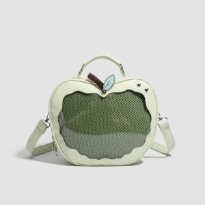 Y2K Apple Ita Backpack – Kawaii Transparent Crossbody Knapsack Handbag for Women