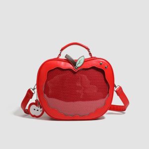 Y2K Apple Ita Backpack – Kawaii Transparent Crossbody Knapsack Handbag for Women