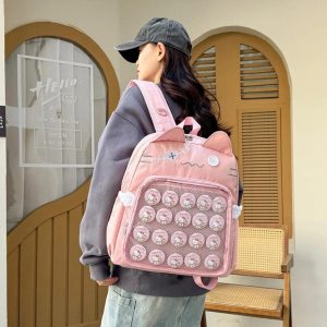 Y2K Cute Cat Ita Backpack Transparent Kawaii Harajuku School Bag DIY Display Student Rucksack