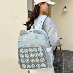 Y2K Cute Cat Ita Backpack Transparent Kawaii Harajuku School Bag DIY Display Student Rucksack