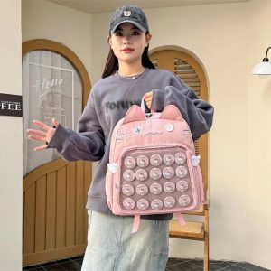 Y2K Cute Cat Ita Backpack Transparent Kawaii Harajuku School Bag DIY Display Student Rucksack