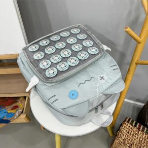 Y2K Cute Cat Ita Backpack Transparent Kawaii Harajuku School Bag DIY Display Student Rucksack