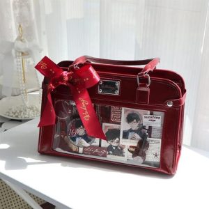 Y2K Designer Ita Bag Women | PU Crossbody Shoulder Bag JK Uniform Style Anime Badge Display Handbag