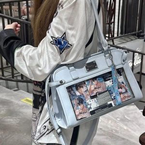 Y2K Designer Ita Bag Women | PU Crossbody Shoulder Bag JK Uniform Style Anime Badge Display Handbag