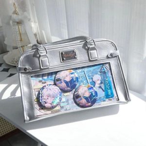 Y2K Designer Ita Bag Women | PU Crossbody Shoulder Bag JK Uniform Style Anime Badge Display Handbag