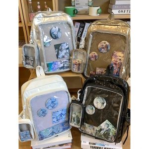 Y2K Ita Backpack – Anime Badge Display, PU Leather Mochila