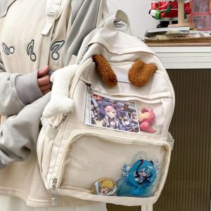 Y2K Ita Backpack: Transparent Display, Kawaii School Bag