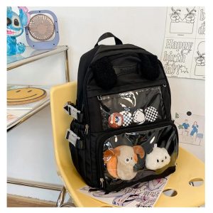 Y2K Ita Backpack: Transparent Display, Kawaii School Bag