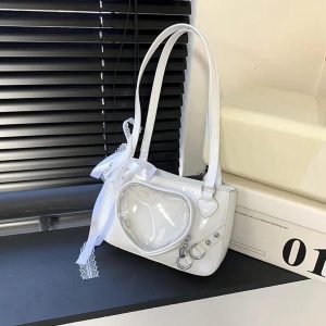 Y2K Ita Bag – Kawaii Heart Shoulder Crossbody with Lace