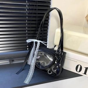 Y2K Ita Bag – Kawaii Heart Shoulder Crossbody with Lace