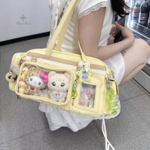 Y2K Ita Bag | PU Leather Display Backpack, Crossbody