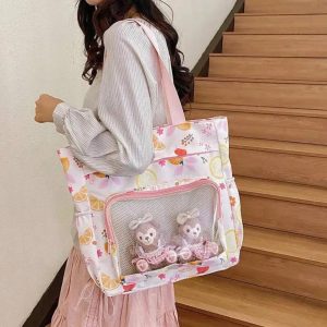 Y2K Ita Bag – Sweet Girl Nylon Tote with Display Window