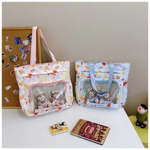 Y2K Ita Bag – Sweet Girl Nylon Tote with Display Window
